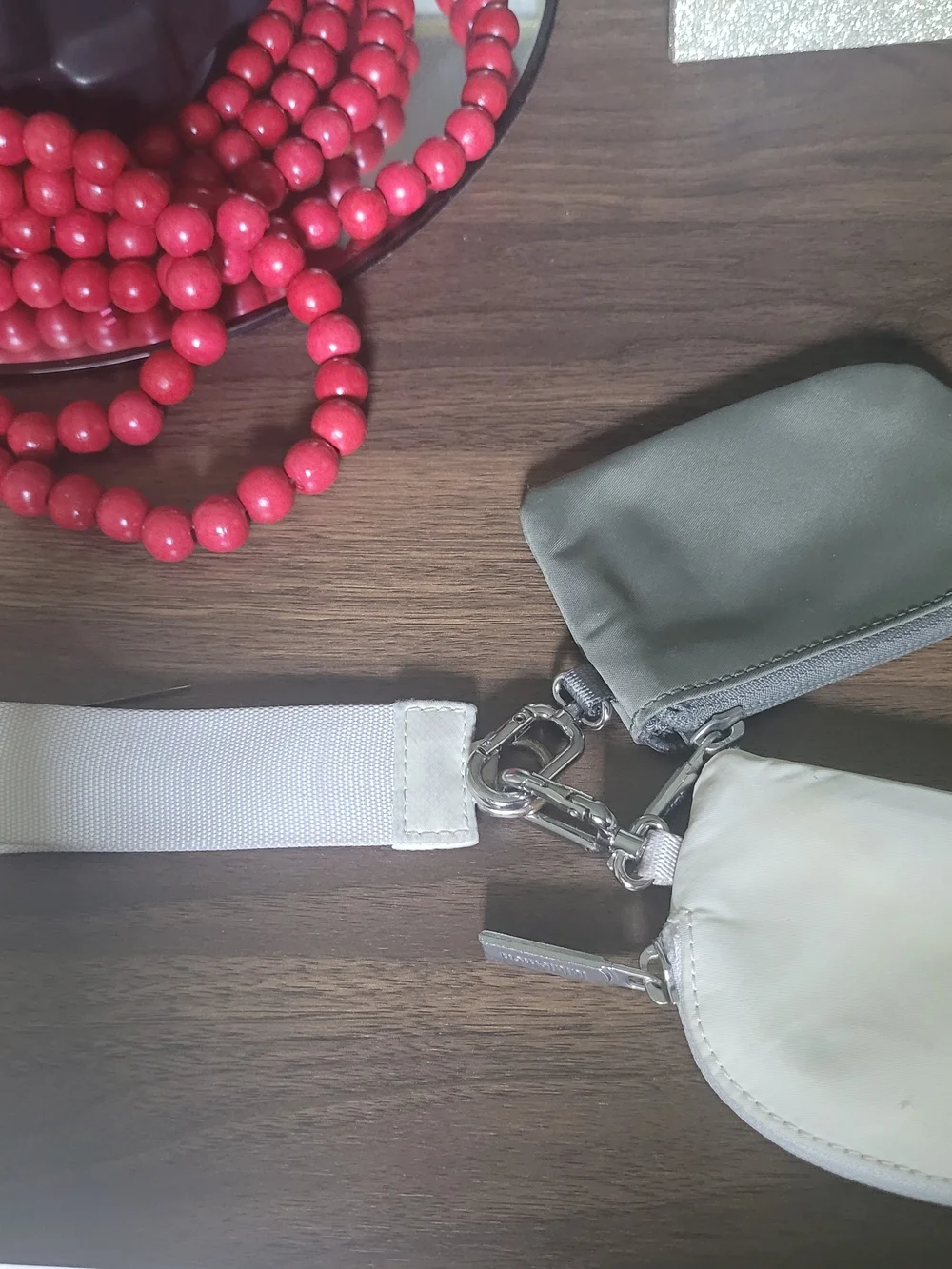 lululemon athletica Olive and Cream Wristlet Keychain Set